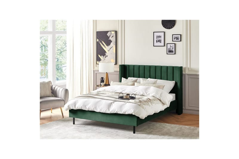 Seng med lamellramme Villette - Grønn, svart, Grønn, Svart, 140x200 cm - Møbler - Senger - Sengeramme & sengestamme