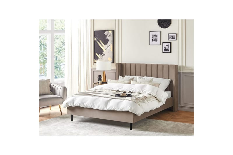 Seng med lamellramme Villette - Taupe, svart, 140x200 cm - Møbler - Senger - Sengeramme & sengestamme