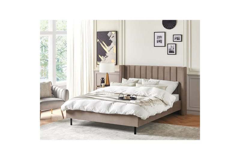 Seng med lamellramme Villette - Taupe, svart, 160x200 cm - Møbler - Senger - Sengeramme & sengestamme