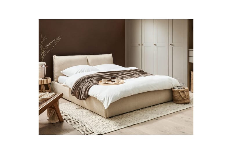 Seng med lamellramme Vinay - Lys beige, 160x200 cm - Møbler - Senger - Sengeramme & sengestamme