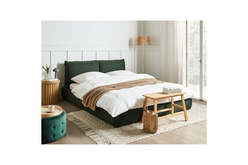 Seng med lamellramme Vinay - Mørkegrønn, 160x200 cm - Møbler - Senger - Sengeramme & sengestamme