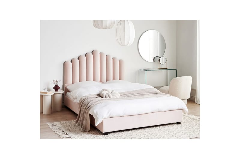 Seng med lamellramme Vincennes - Rosa, Svart, 140x200 cm - Møbler - Senger - Sengeramme & sengestamme