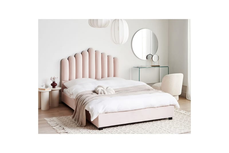 Seng med lamellramme Vincennes - Rosa, Svart, 140x200 cm - Møbler - Senger - Sengeramme & sengestamme