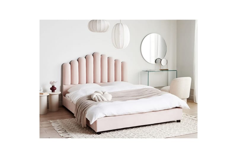 Seng med lamellramme Vincennes - Rosa, Svart, 160x200 cm - Møbler - Senger - Sengeramme & sengestamme