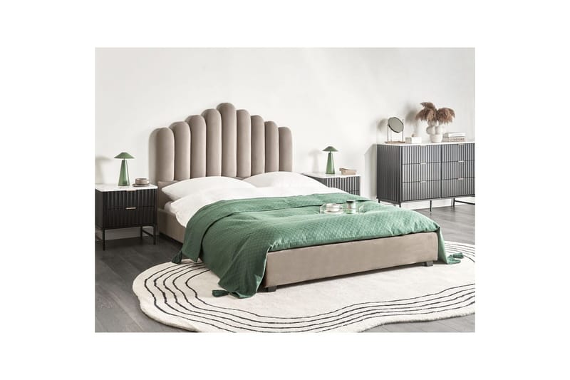 Seng med lamellramme Vincennes - Taupe, svart, 140x200 cm - Møbler - Senger - Sengeramme & sengestamme