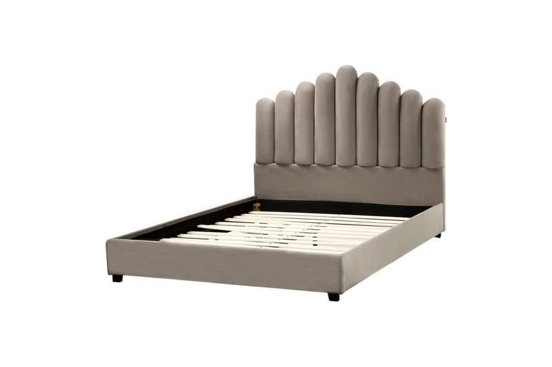 Seng med lamellramme Vincennes - Taupe, svart, 140x200 cm - Møbler - Senger - Sengeramme & sengestamme