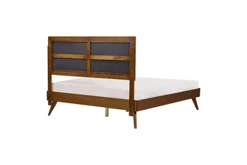 Seng med lamellramme Poissy - Mørkt tre, beige, 160x200 cm - Møbler - Senger - Sengeramme & sengestamme