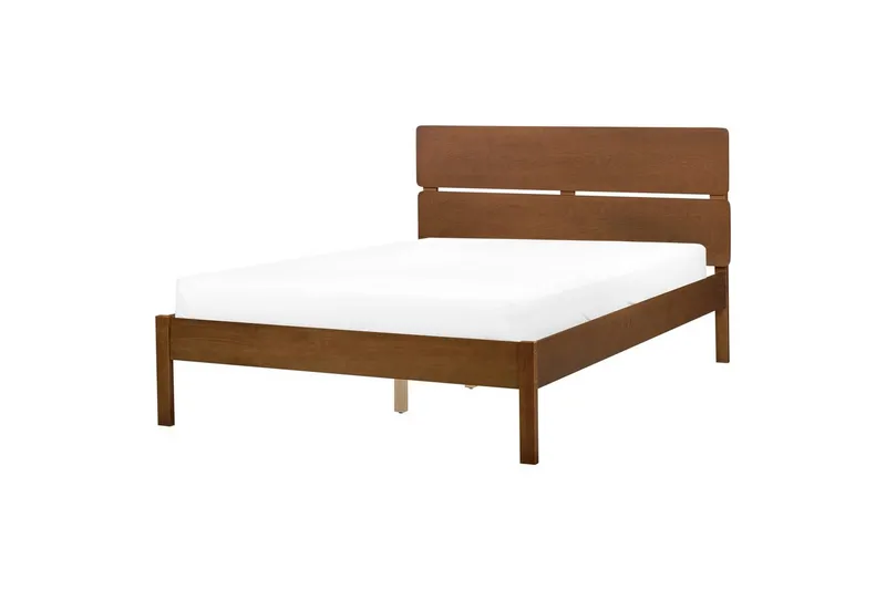 Seng med LED-belysning Boisset - Brun/Gummitre, 140x200 cm - Møbler - Senger - Sengeramme & sengestamme