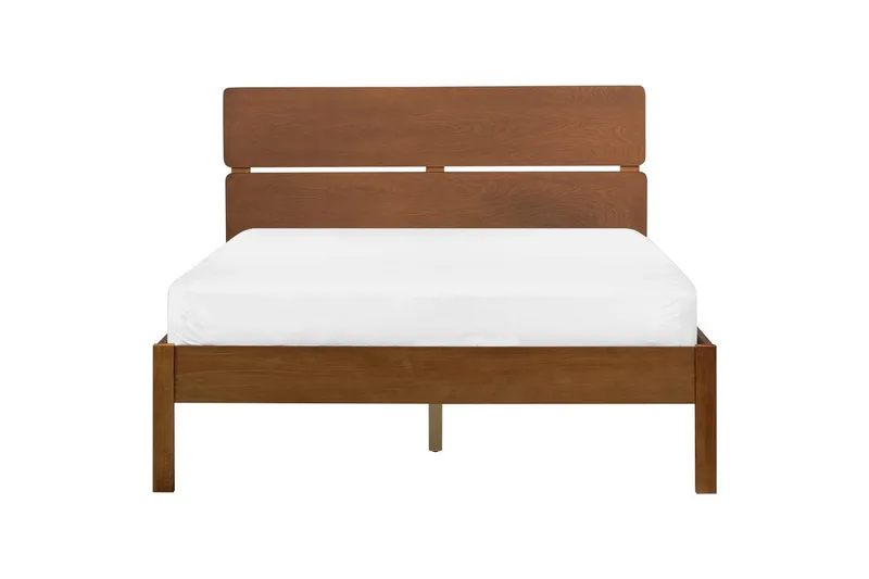 Seng med LED-belysning Boisset - Brun/Gummitre, 140x200 cm - Møbler - Senger - Sengeramme & sengestamme