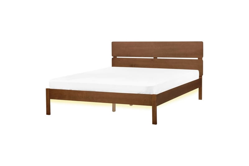 Seng med LED-belysning Boisset, Brun/Gummitre, 160x200 cm