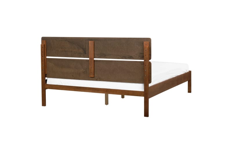 Seng med LED-belysning Boisset - Brun/Gummitre, 160x200 cm - Møbler - Senger - Sengeramme & sengestamme