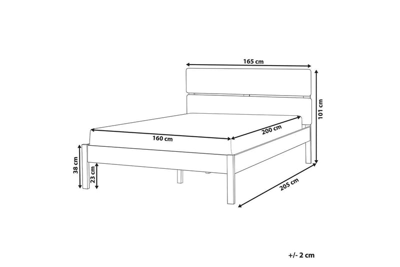 Seng med LED-belysning Boisset - Brun/Gummitre, 160x200 cm - Møbler - Senger - Sengeramme & sengestamme
