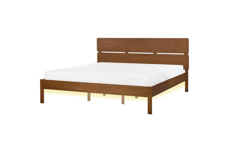 Seng med LED-belysning Boisset, Brun/Gummitre, 180x200 cm