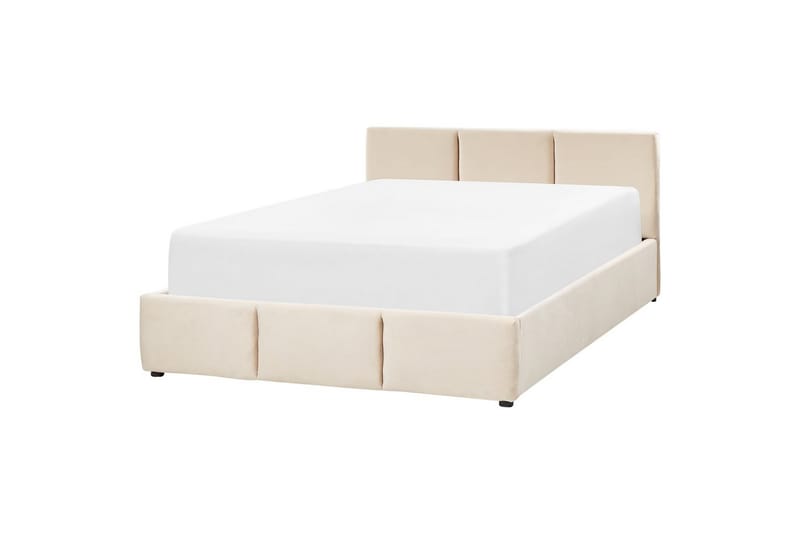 Seng med oppbevaring Bousse - Beige/Fløyel, 160x200 cm - Møbler - Senger - Sengeramme & sengestamme