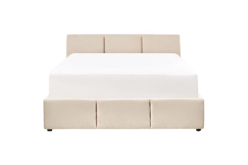 Seng med oppbevaring Bousse - Beige/Fløyel, 160x200 cm - Møbler - Senger - Sengeramme & sengestamme