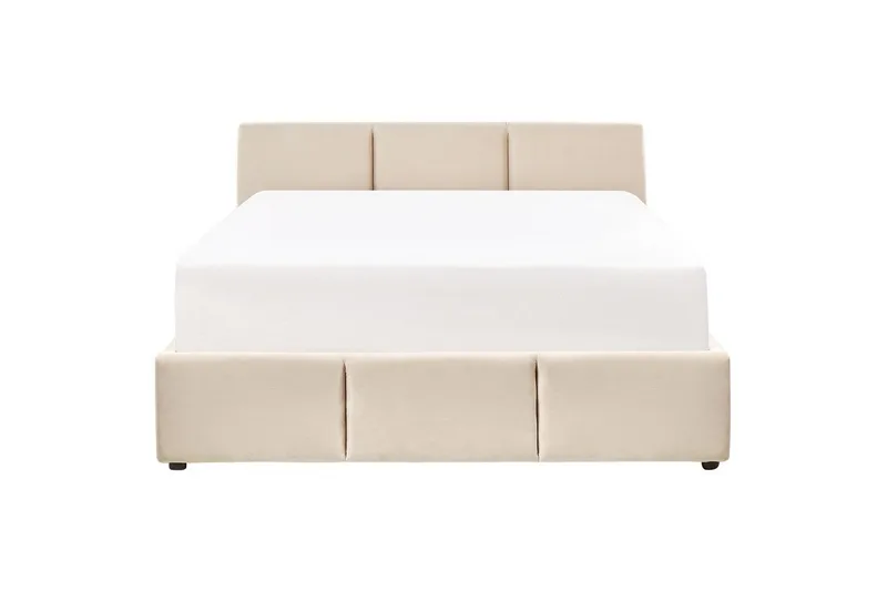 Seng med oppbevaring Bousse - Beige/fløyel, 160x200 cm - Møbler - Senger - Sengeramme & sengestamme