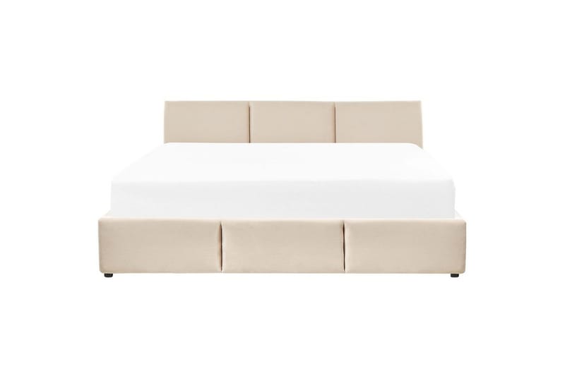 Seng med oppbevaring Bousse - Beige/fløyel, 180x200 cm - Møbler - Senger - Sengeramme & sengestamme