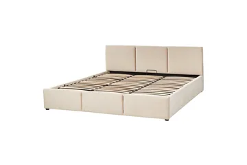 Seng med oppbevaring Bousse - Beige/fløyel, 180x200 cm - Møbler - Senger - Sengeramme & sengestamme