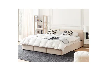 Seng med oppbevaring Bousse - Beige/fløyel, 180x200 cm - Møbler - Senger - Sengeramme & sengestamme