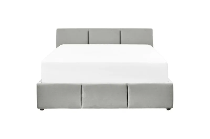 Seng med oppbevaring Bousse - Grå/Fløyel, 160x200 cm - Møbler - Senger - Sengeramme & sengestamme