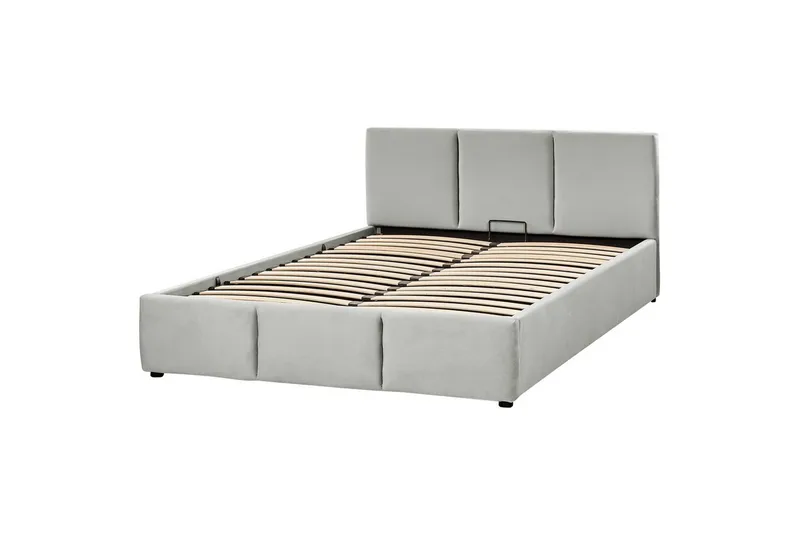 Seng med oppbevaring Bousse - Grå/Fløyel, 160x200 cm - Møbler - Senger - Sengeramme & sengestamme