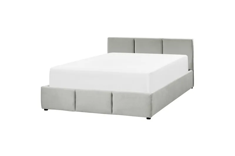 Seng med oppbevaring Bousse - Grå/Fløyel, 160x200 cm - Møbler - Senger - Sengeramme & sengestamme