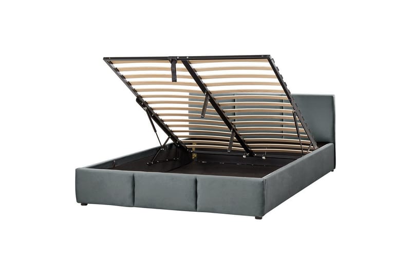 Seng med oppbevaring Bousse - Mørkegrå/fløyel, 160x200 cm - Møbler - Senger - Sengeramme & sengestamme