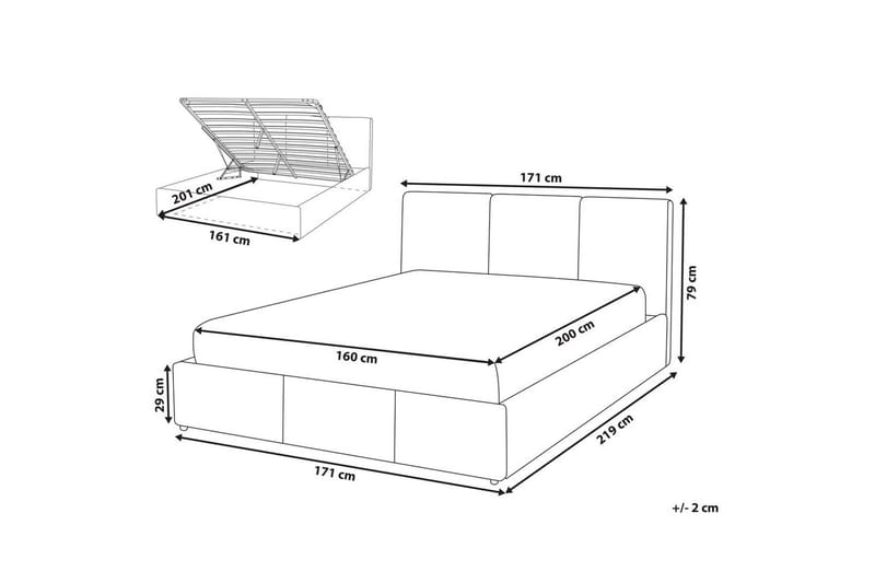 Seng med oppbevaring Bousse - Mørkegrå/fløyel, 160x200 cm - Møbler - Senger - Sengeramme & sengestamme