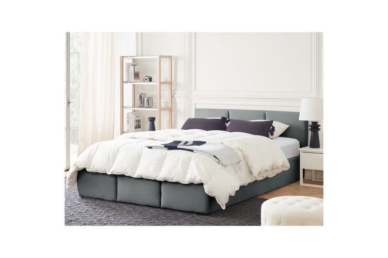 Seng med oppbevaring Bousse - Mørkegrå/fløyel, 160x200 cm - Møbler - Senger - Sengeramme & sengestamme