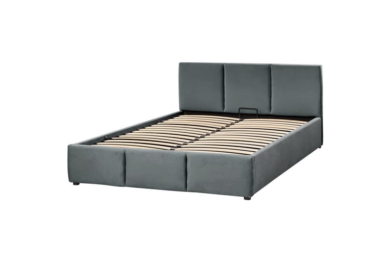 Seng med oppbevaring Bousse - Mørkegrå/fløyel, 160x200 cm - Møbler - Senger - Sengeramme & sengestamme