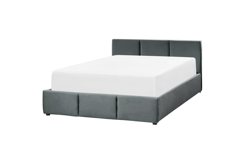 Seng med oppbevaring Bousse - Mørkegrå/fløyel, 160x200 cm - Møbler - Senger - Sengeramme & sengestamme