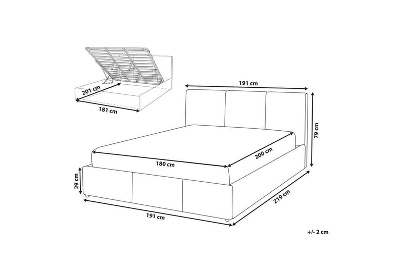 Seng med oppbevaring Bousse - Mørkegrå/fløyel, 180x200 cm - Møbler - Senger - Sengeramme & sengestamme