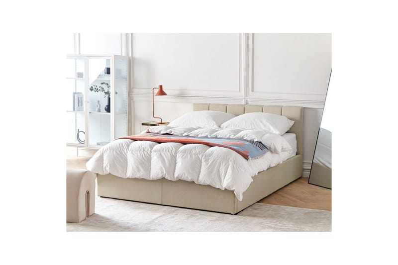Seng med oppbevaring Dreux - Beige, svart, 140x200 cm - Møbler - Senger - Sengeramme & sengestamme