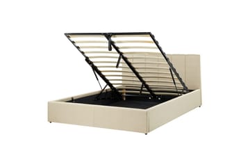 Seng med oppbevaring Dreux - Beige, svart, 140x200 cm - Møbler - Senger - Sengeramme & sengestamme