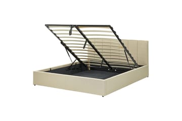 Seng med oppbevaring Dreux - Beige, svart, 160x200 cm - Møbler - Senger - Sengeramme & sengestamme