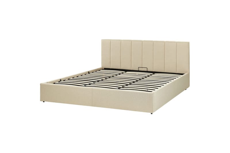 Seng med oppbevaring Dreux - Beige, svart, 180x200 cm - Møbler - Senger - Sengeramme & sengestamme