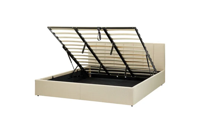 Seng med oppbevaring Dreux - Beige, svart, 180x200 cm - Møbler - Senger - Sengeramme & sengestamme