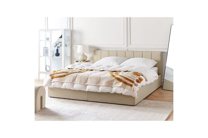 Seng med oppbevaring Dreux - Beige, svart, 180x200 cm - Møbler - Senger - Sengeramme & sengestamme