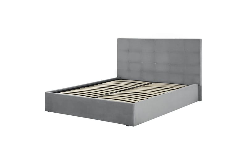 Seng med oppbevaring Lorient - Grå/Fløyel, Grå/fløyel, 140x200 cm - Møbler - Senger - Sengeramme & sengestamme