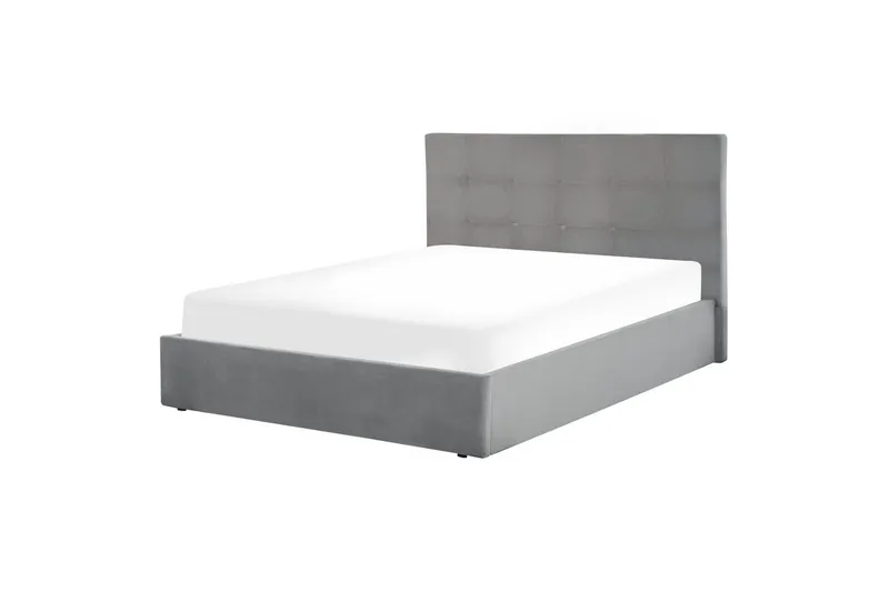Seng med oppbevaring Lorient - Grå/Fløyel, Grå/fløyel, 160x200 cm - Møbler - Senger - Sengeramme & sengestamme