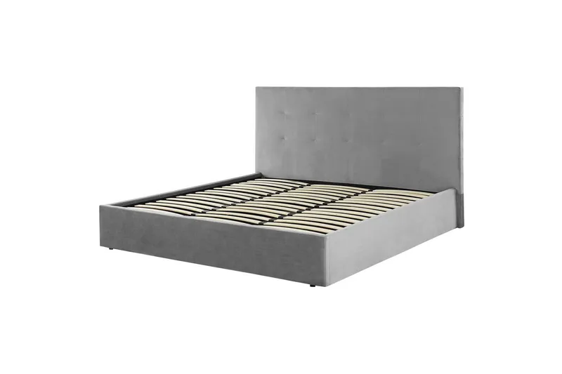 Seng med oppbevaring Lorient - Grå/Fløyel, Grå/fløyel, 180x200 cm - Møbler - Senger - Sengeramme & sengestamme