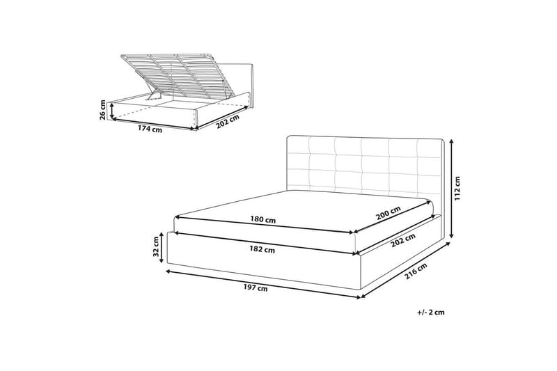 Seng med oppbevaring Lorient - Grå/Fløyel, Grå/fløyel, 180x200 cm - Møbler - Senger - Sengeramme & sengestamme