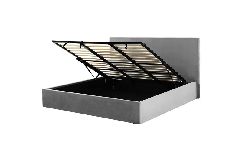 Seng med oppbevaring Lorient, Grå/Fløyel, Grå/fløyel, 180x200 cm