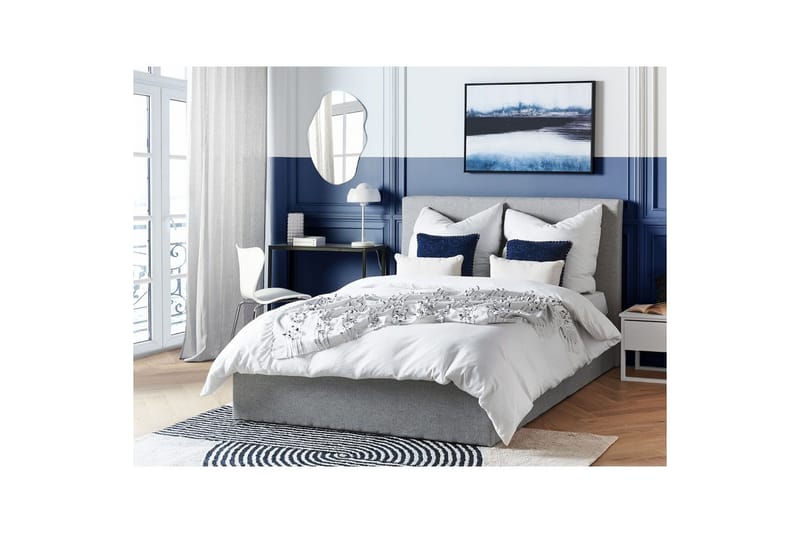 Seng med oppbevaring Lorient - Grå/Polyester, Grå/polyester, 140x200 cm - Møbler - Senger - Sengeramme & sengestamme