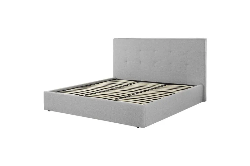 Seng med oppbevaring Lorient - Grå/Polyester, Grå/polyester, 180x200 cm - Møbler - Senger - Sengeramme & sengestamme