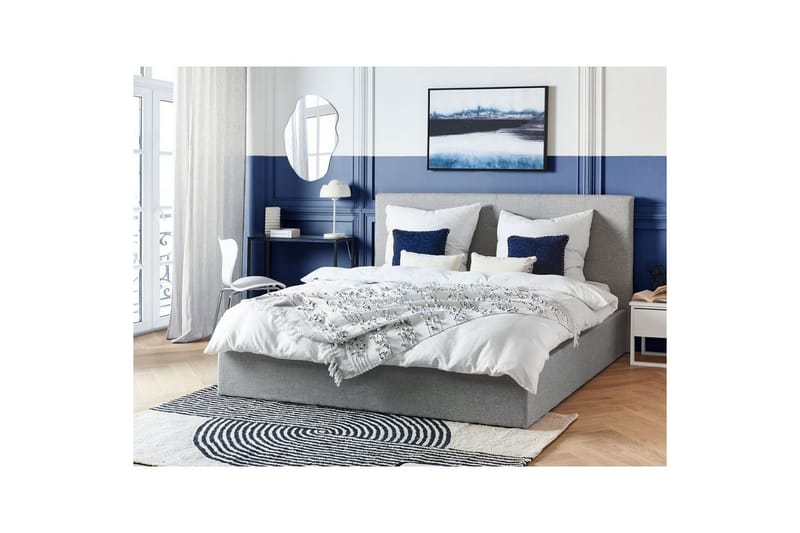 Seng med oppbevaring Lorient - Grå/Polyester, Grå/polyester, 180x200 cm - Møbler - Senger - Sengeramme & sengestamme