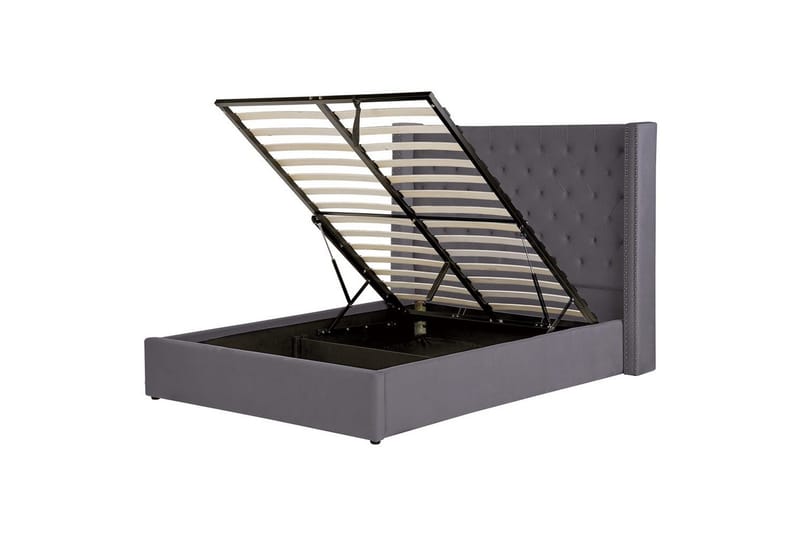 Seng med oppbevaring Lubbon, Grå, Sølv, 140x200 cm