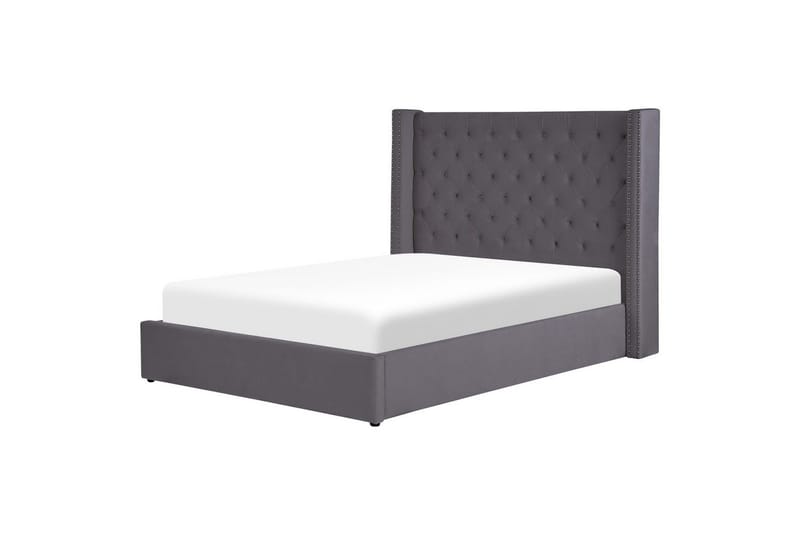 Seng med oppbevaring Lubbon - Grå, Sølv, 140x200 cm - Møbler - Senger - Sengeramme & sengestamme