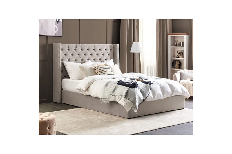 Seng med oppbevaring Lubbon - Sølv, 180x200 cm - Møbler - Senger - Sengeramme & sengestamme