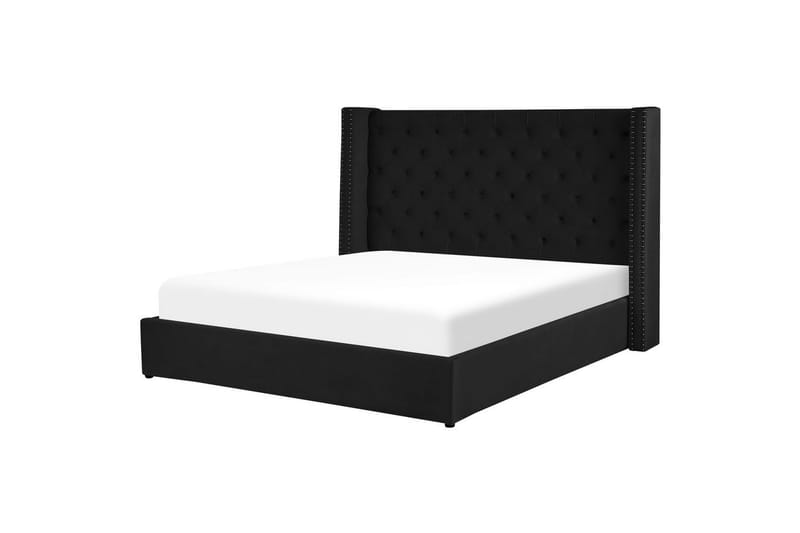 Seng med oppbevaring Lubbon - Svart, Sølv, 180x200 cm - Møbler - Senger - Sengeramme & sengestamme